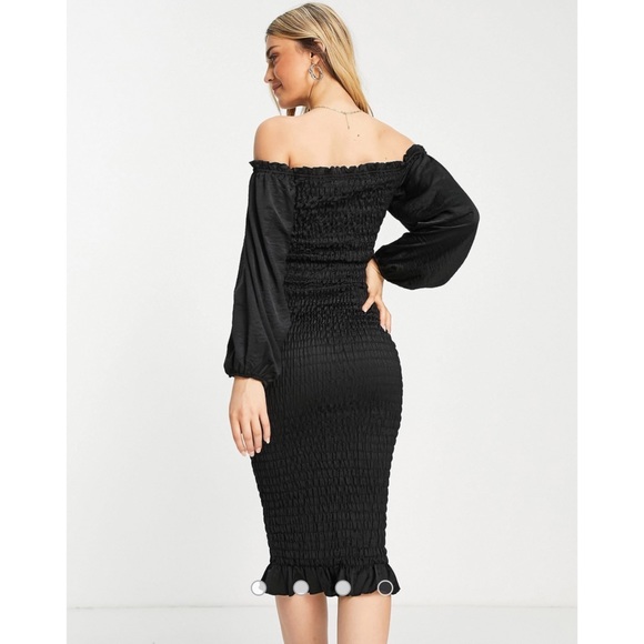 Outrageous Fortune shirred black midi dress - Picture 3 of 8